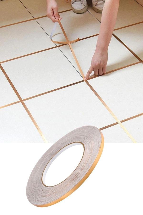 50 Metre Fayans Arası Şerit Dekoratif Yapışkan Su Geçirmez Sızdırmaz Altın Bant Kaplama 2 Adet - Image 1