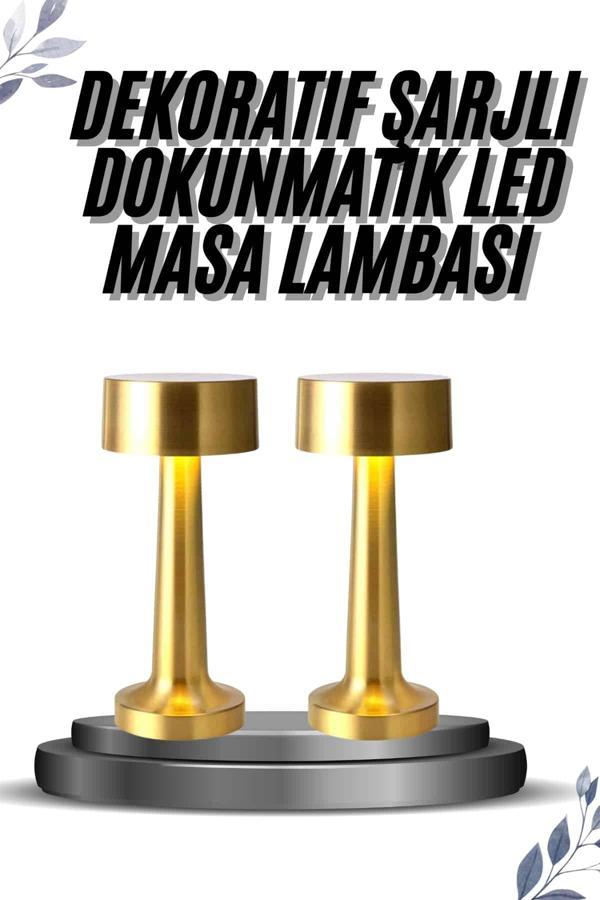 Kablosuz Renkli Masa ve Gece Lambası Altın Rengi Dokunmatik Led Lamba - Image 1