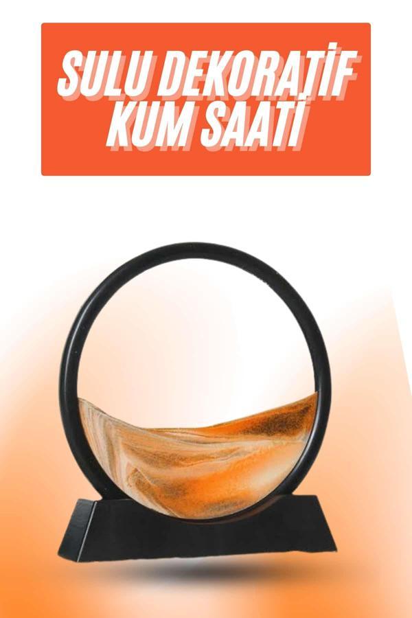 3D LED Işıklı Kum Saati Gece Lambası Hareketli Sulu Kum Saati Orta Boy - Image 1