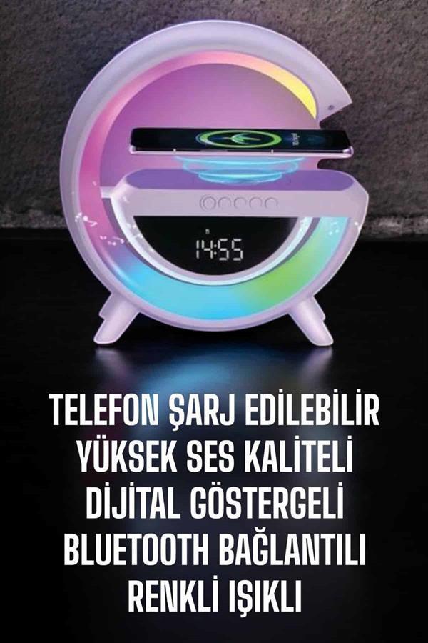 Bluetooth Hoparlör 15W Kablosuz Hızlı Şarj LED Gece Lambası - Image 1