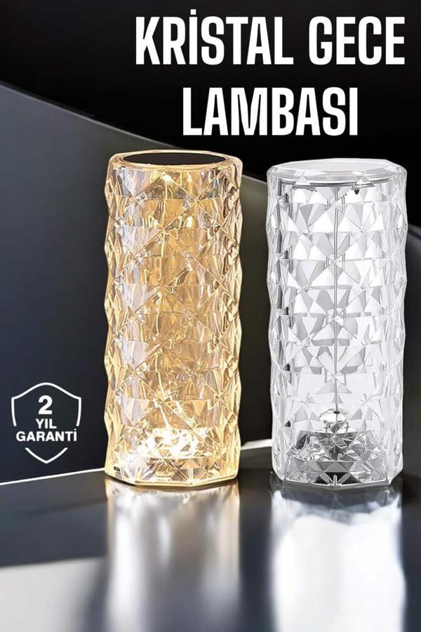 Gece Lambası Kristal Lamba Dokunmatik Şarjlı Hediyelik - Image 1