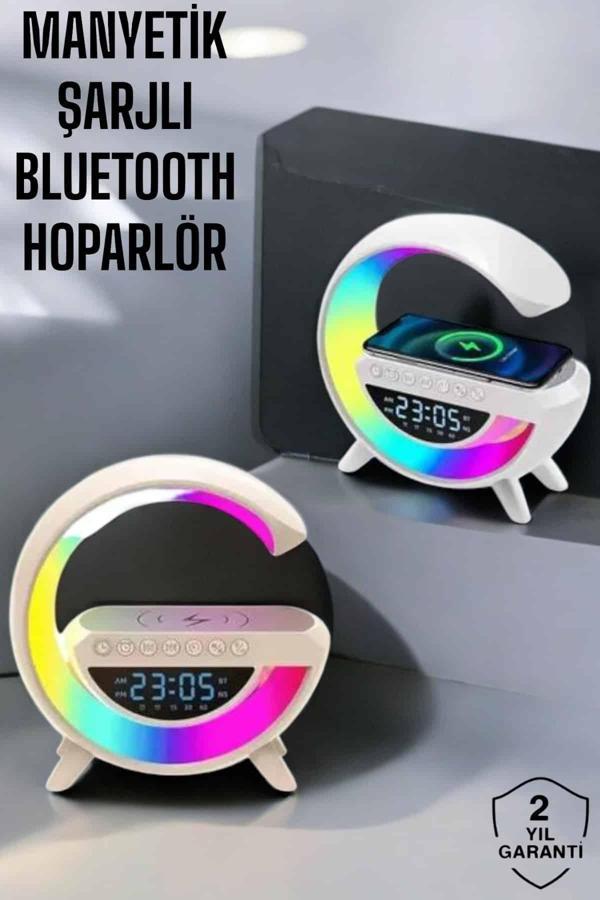 Bluetooth Hoparlör 15W Kablosuz Hızlı Şarj LED Gece Lambası - Image 1