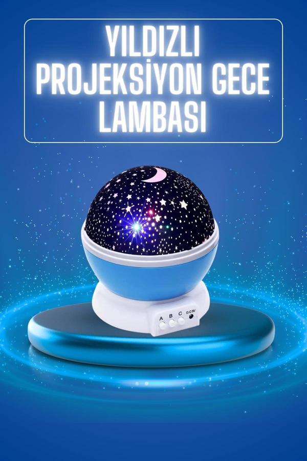 Yıldızlı Gece Lambası Mor Projeksiyon Görünümlü Masa Lambası Renk Değiştirebilen - Image 1