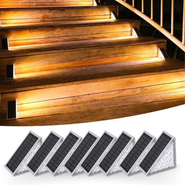 8 Adet Üçgen Güneş Enerjisi ile Şarj Olan Dış Mekan Solar Basamak Köşe Lambası - Image 1