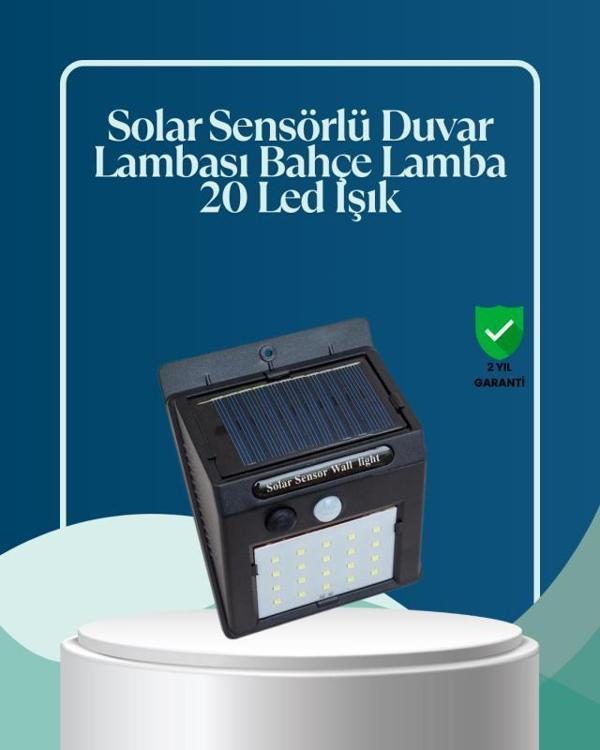 Sensörlü 20 LED Solar Duvar Lambası 3 Metre Algılama Mesafesi - Image 1
