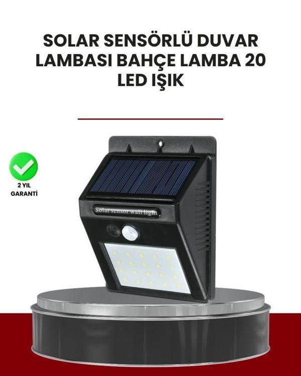 Bahçe ve Dış Mekanlar İçin Güneş Enerjili 20 LED Hareket Sensörlü Lamba - Image 1