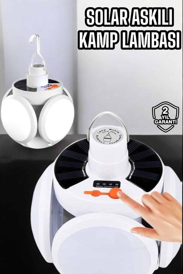 Katlanabilir Taşınabilir Kamp Lambası Işıldak Beyaz Işık Güneş Enerjili Solar Aydınlatma - Image 1
