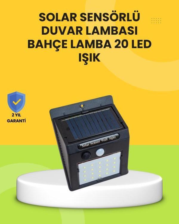 Güneş Paneli ile Şarj Olan 20 LED Dış Mekan Hareket Sensörlü Lamba - Image 1