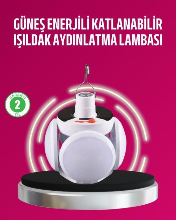 Solar ve USB Şarjlı Su Geçirmez Katlanabilir LED Lamba - Image 1