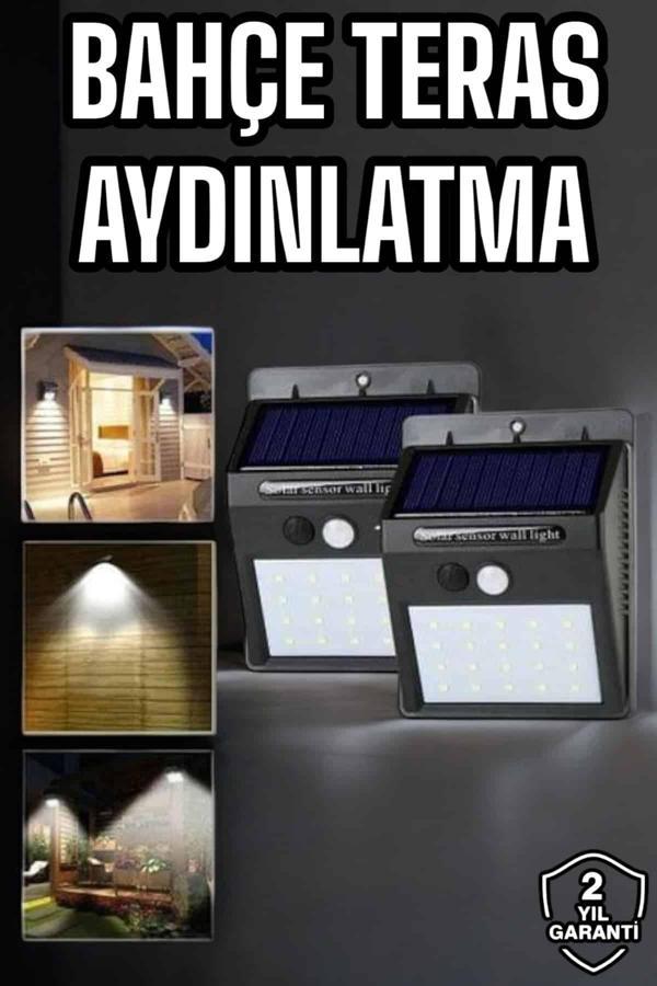 Solar Lamba Giriş, Bahçe Yol Avlu Hareket Sensörlü Led Parlak Gece Su Geçirmez - Image 1