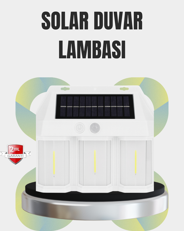 PIR Sensörlü Solar Lamba – Otomatik Şarj ve Gece Aydınlatma - Image 1