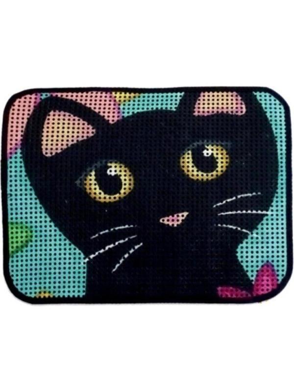 Renkli Desenli Elekli Kedi Tuvalet Önü Paspası 60 x 45 cm - Image 1
