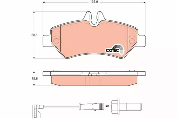 FREN BALATASI ARKA MERCEDES SPRINTER B906 2006 . VW CRAFTER 1930-1935-50 TEK TEKER A0044206920 2E0698451 - Image 1