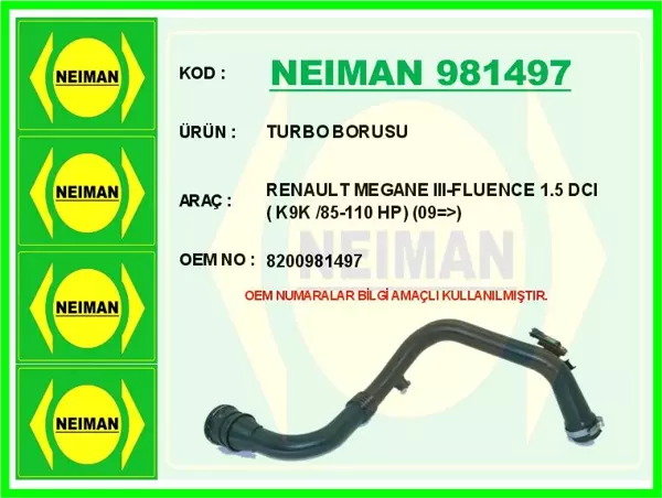 TURBO BORUSU MEGANE 3 2009 SCENIC 3 2009 FLUENCE 2009 1.5DCI 8200981497 - Image 1