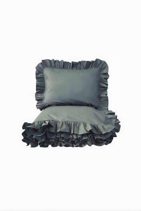 Gri fırfırlı çift kişilik nevresim takımı - Image 1