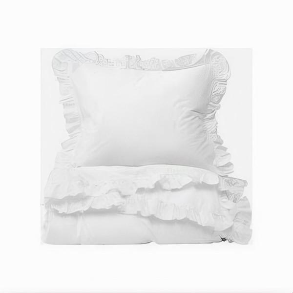 Beyaz fırfırlı çift kişilik nevresim takımı - Image 1