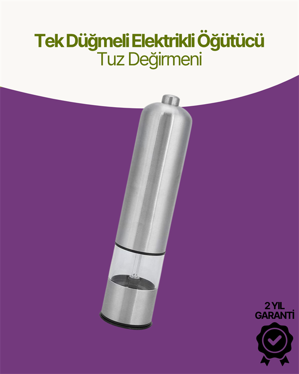 Elektrikli Baharat Öğütücü Pilli Paslanmaz Çelik Otomatik Tuz Karabiber Değirmeni - Image 1