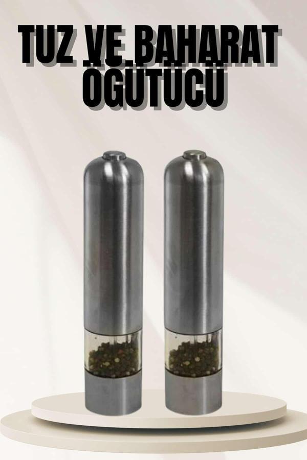 Işıklı Otomatik Tuz ve Karabiber Öğütücü Baharat Öğütücü - Image 1