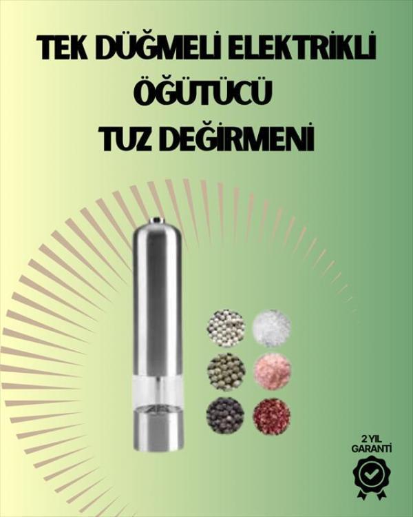 Pilli Otomatik Baharat Değirmeni Gıda Sınıfı Çelik Sessiz Öğütücü Alet - Image 1