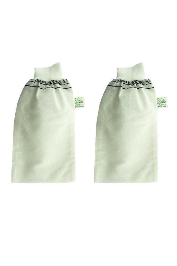 2 Adet Beyaz Banyo Hamam Kesesi Lastikli 25x17 Cm - Image 1