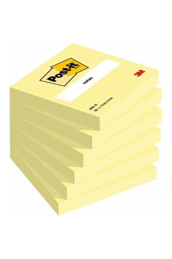 3M Post-It 654 76Mmx76Mm 100 Yaprak Sarı Not Kağıdı 6 Paket - Image 1