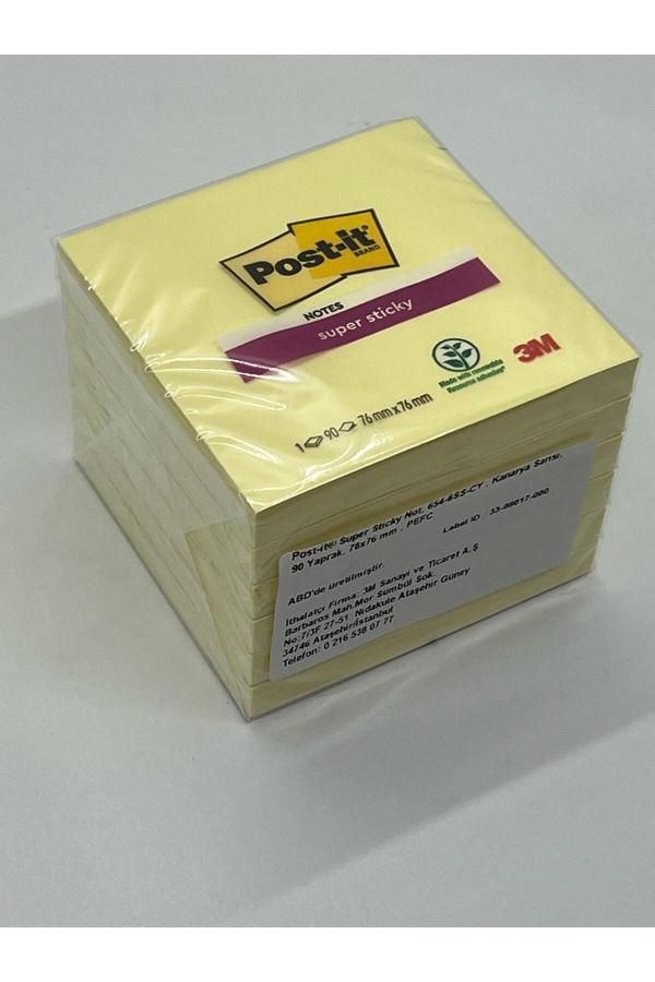 3M Post-İt Super Sticky Sarı 90 Yaprak 76Mmx76Mm 6 Paket - Image 1