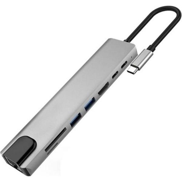 8 In 1 Ethernet Sd USB Type C Hub Hdmı Girişli Macbook Çevirici - Image 1