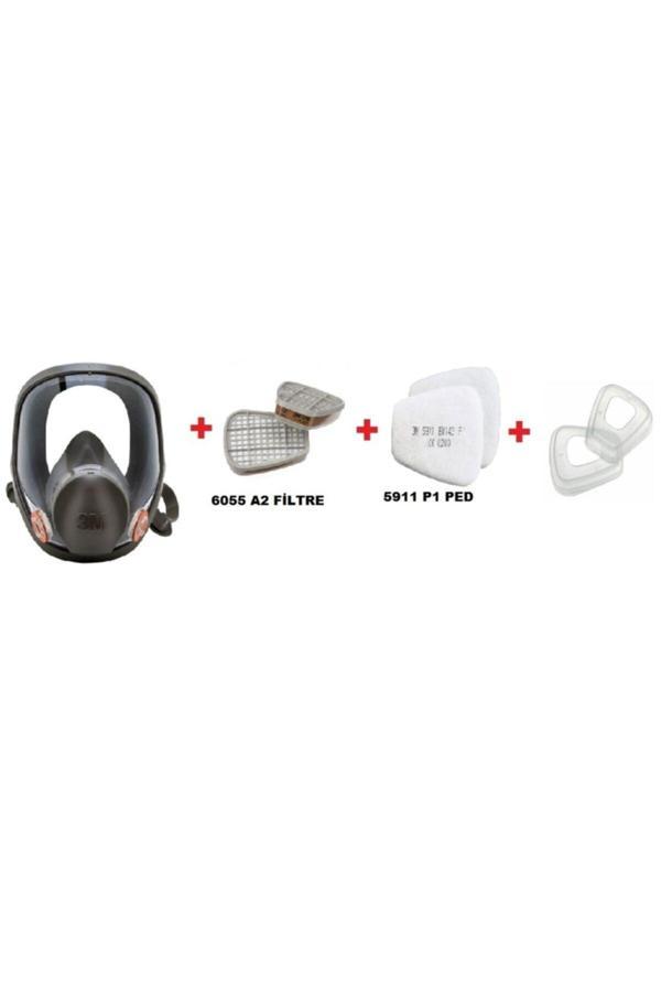 3M ™ 6800 Tam Yüz Gaz Maskesi +6055 A2 Filtre +5911 P1 Ped+ 501 Filtre Tutucu Kapak - Image 1