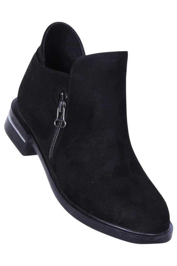 Ayakcenter By16 Süet Siyah Ayışığı Kadın Düz Bot - Image 1
