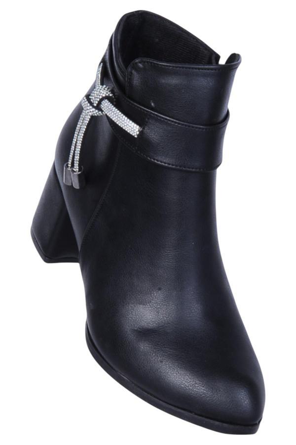 Ayakcenter By15 Cilt Siyah Ayışığı Kadın 7Cm Topuklu Bot - Image 1