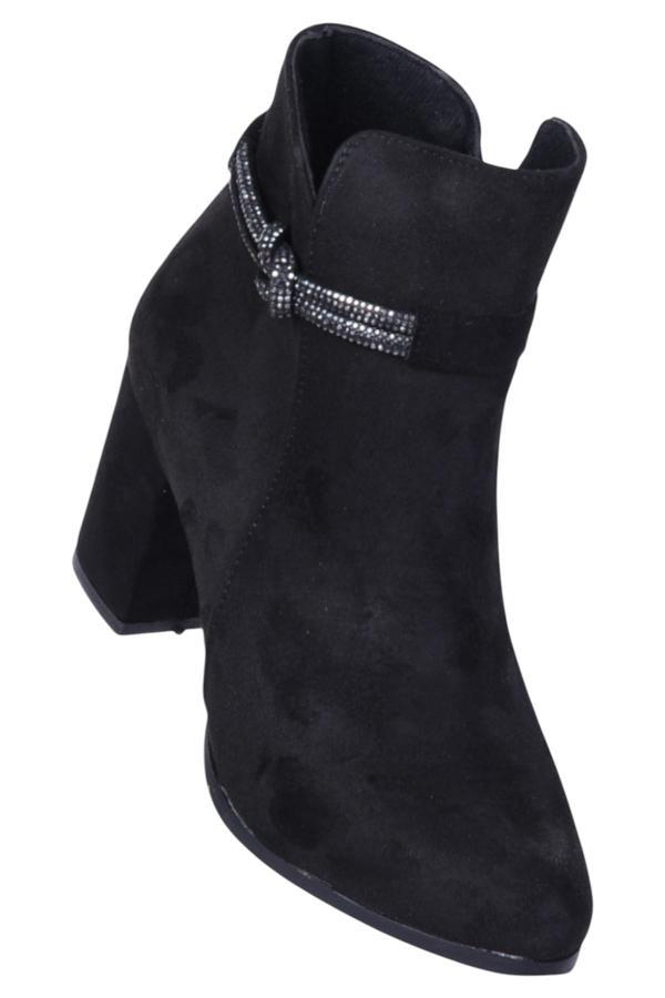 Ayakcenter By17 Süet Siyah Ayışığı Kadın 10Cm Topuklu Bot - Image 1