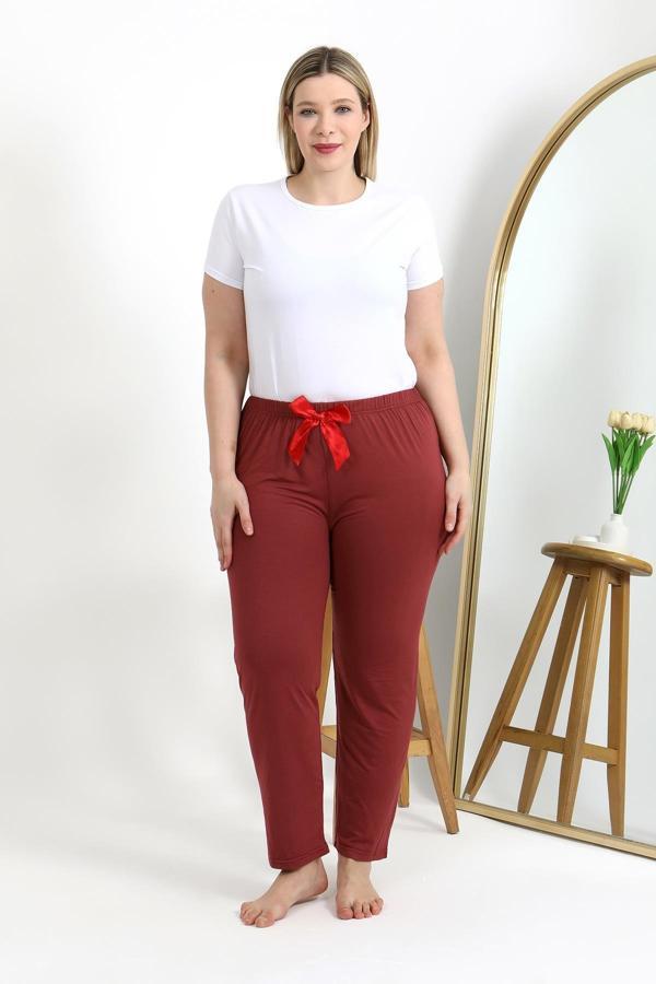 Akbeniz Kadın Pamuklu Büyük Beden Alt Pijama 27559 Yavruağzı - Image 1