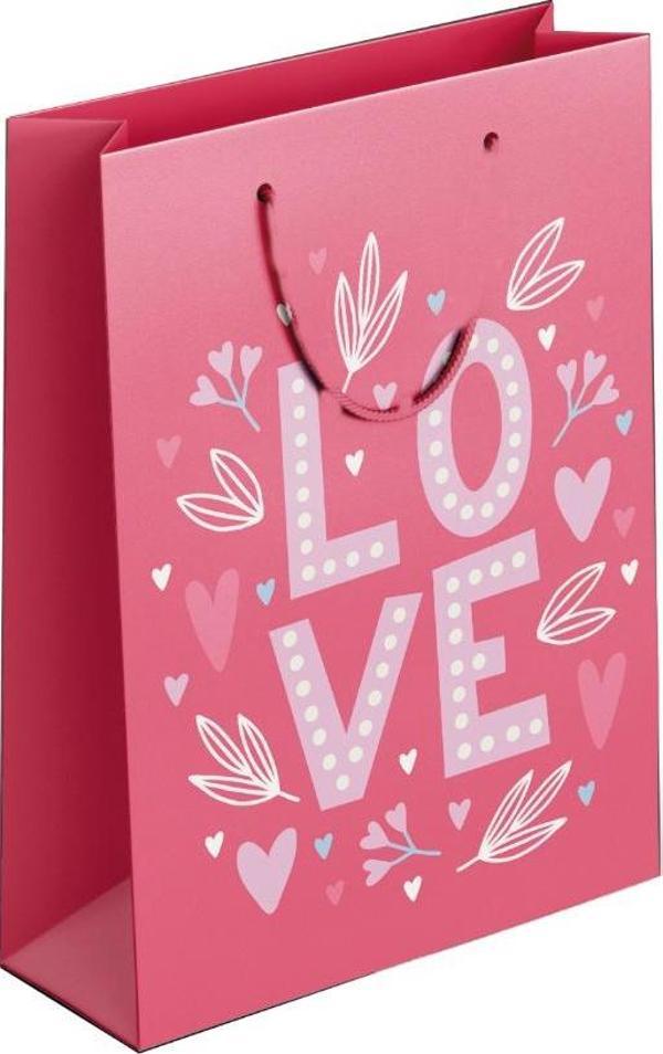 Keskin Color Karton Çantası (Hediye Çantası) 240 X 315 X 100 Mm D3 Love 170015-99 (12 Li Paket) - Image 1