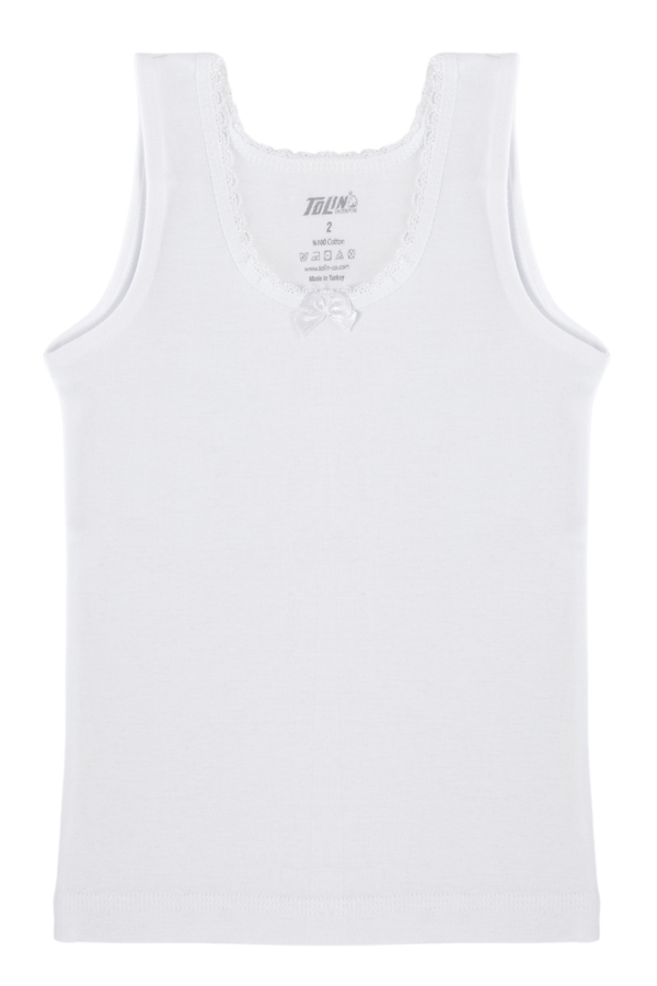 Tolin 3 Lü Paket %100 Pamuk Kız Çocuk Geniş Askılı Atlet 1411 - Image 1