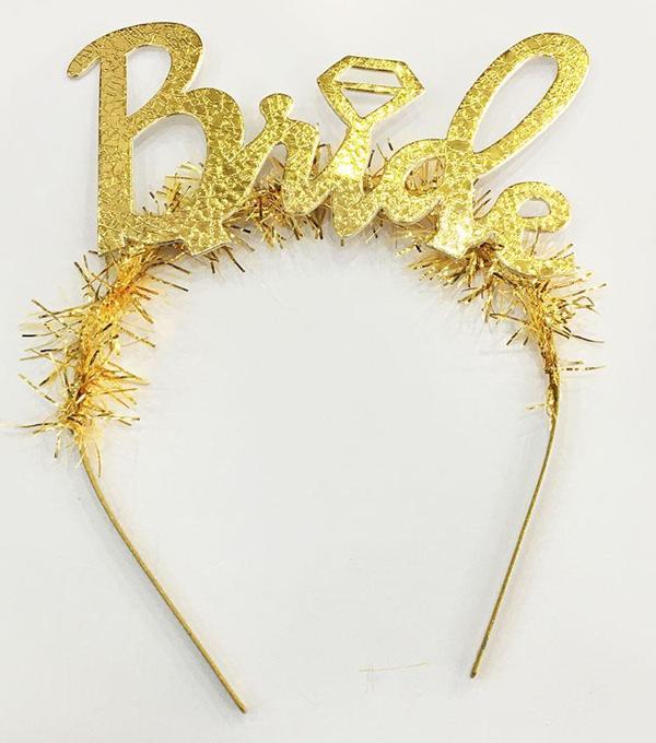 KENPAZAR Parti Altın Renk Bekarlığa Veda İtalik Yazı Alyanslı Bride Taç - Image 1