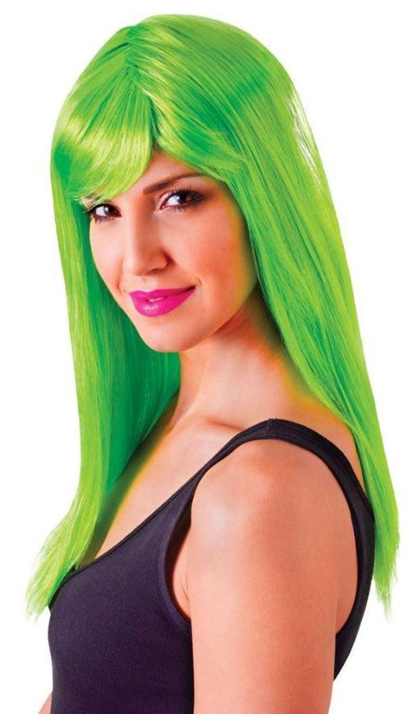 KENPAZAR Parti Aksesuar Yeşil Renk Uzun Parti Peruğu - Image 1