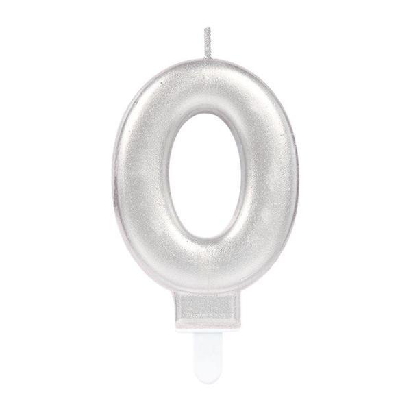 KENPAZAR Parti Aksesuar 0 Rakam Mum Gümüş Renk - Image 1