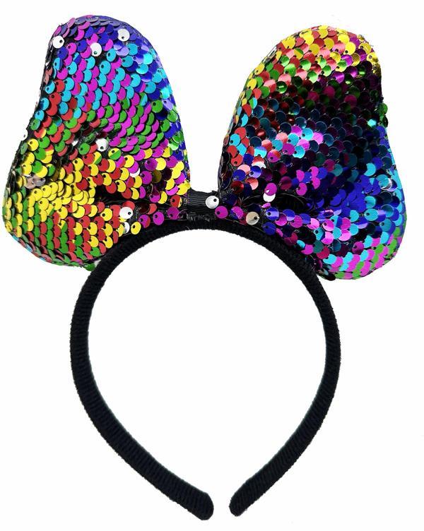 KENPAZAR Renk Değiştiren Pullu Payetli Fiyonk Parti Tacı Rengarenk Gümüş Renk 20x16 cm - Image 1