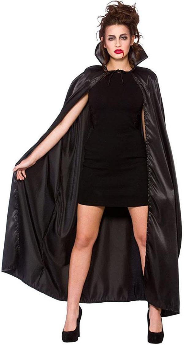 KENPAZAR Parti Aksesuar Siyah Yakalı Yetişkin Saten Pelerin 120 cm - Image 1