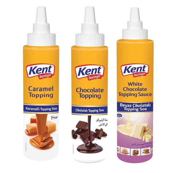 Kent Boringer Topping Sos 300 gr 3 lü Karma Paket (Karamel-Çikolata-Bey.Çikolata) - Image 1