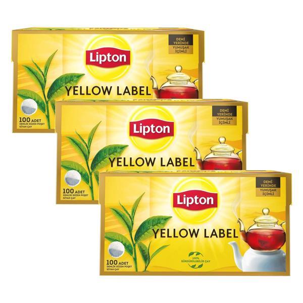 Lipton Yellow Label Demlik Poşet Çay 100'lü x 3 Adet - Image 1