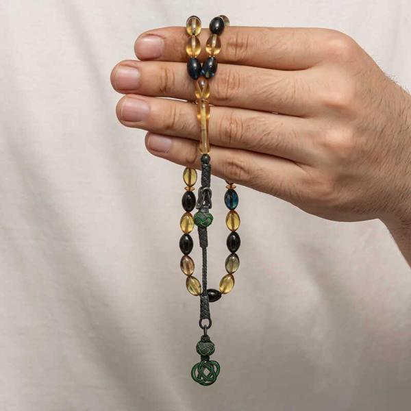 KENPAZAR Gümüş Kazaz Püsküllü Sıkma Kehribar Tesbih - Image 1