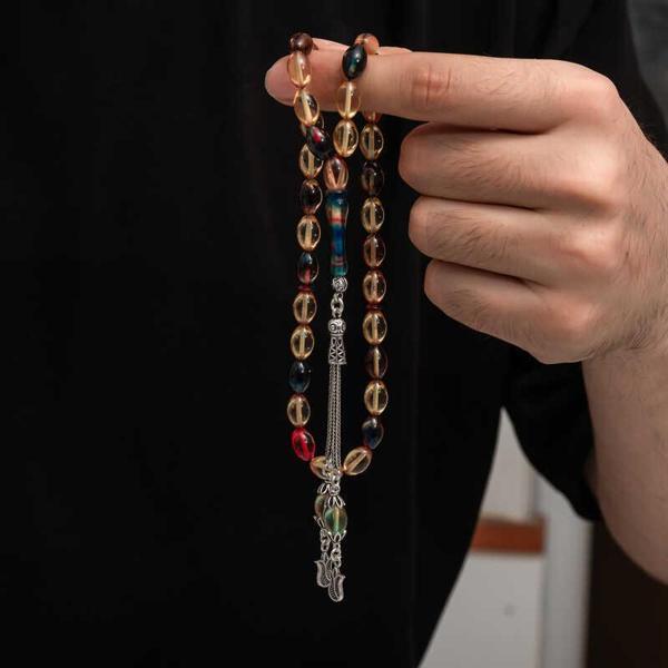 KENPAZAR Gümüş Püskül Sıkma Kehribar Tesbih - Image 1