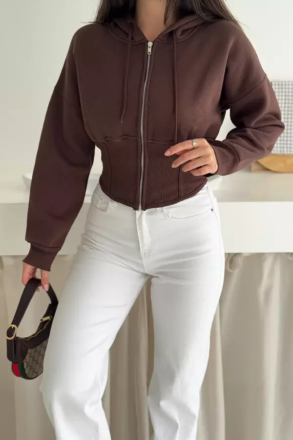 Kadın Siyah Fermuarlı Hoodie SWEAT – Minimal Sokak Ruhuyla - Image 1