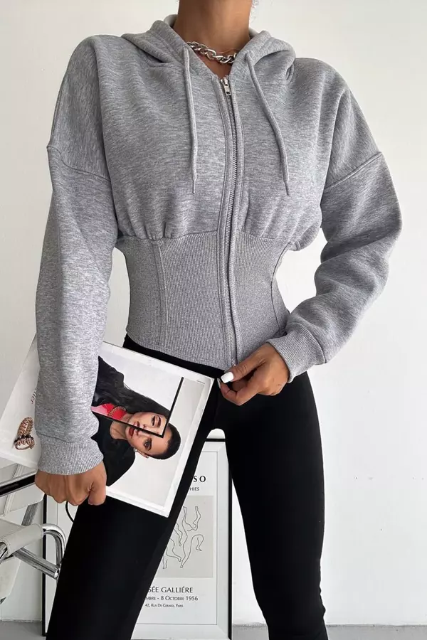 Kadın Siyah Fermuarlı Hoodie SWEAT – Minimal Sokak Ruhuyla - Image 1