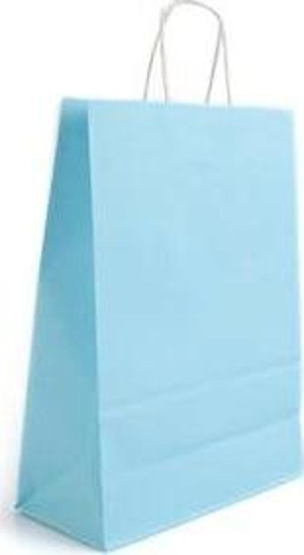 Umur Karton Çanta (Hediye Çantası) 12X32X40 Cm Açık Mavi 90 Gram Beyaz Kraft 30013366 (50 Li Paket) - Image 1