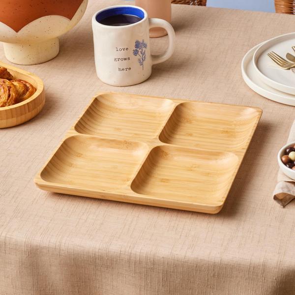 Karaca Bambu Nora 4 Bölmeli Kare Sunumluk - Image 1