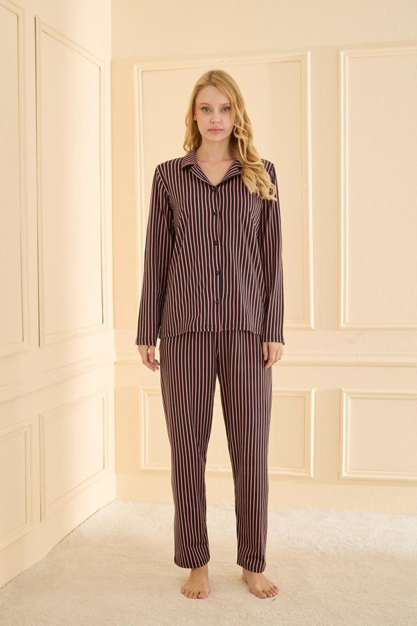 Kadın Sandy Genç Önden Düğmeli Pijama Takımı | Pudra 19103-129 - Image 1