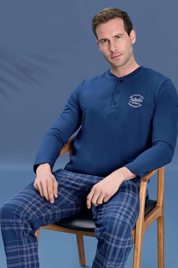 Erkek Penye Süprem Genç Önü Patlı Pijama Takımı | Lacivert 2155 - Image 1