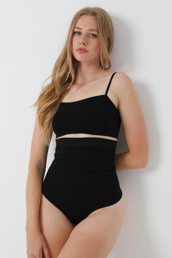 Yüksek Bel Inceltici Etkili String Korse | Siyah1025 - Image 1